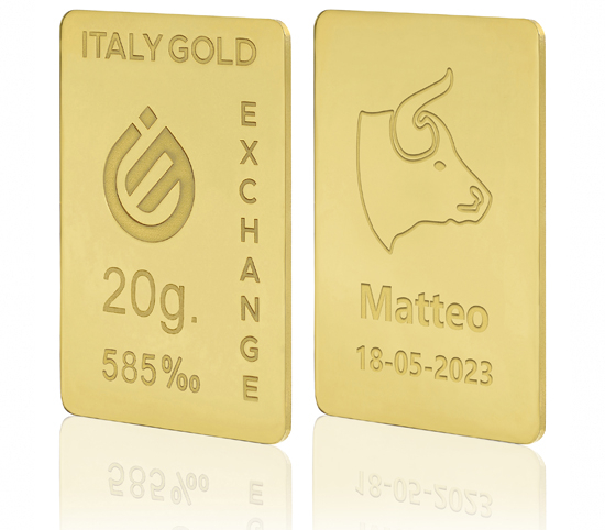 Lingotto Oro segno zodiacale Toro 14 Kt da 20 gr. IGE GOLD